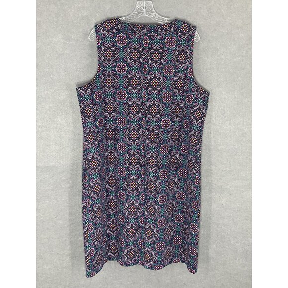 Talbots Dress Women XL Floral Patterned V-Neck Sleevless Multi-color Stretch - Picture 2 of 12